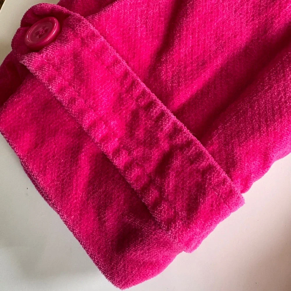 Gymboree‎ Girls Hot Pink Corduroy Flower Toggle Jacket Ruffle Hem Size S 5-6